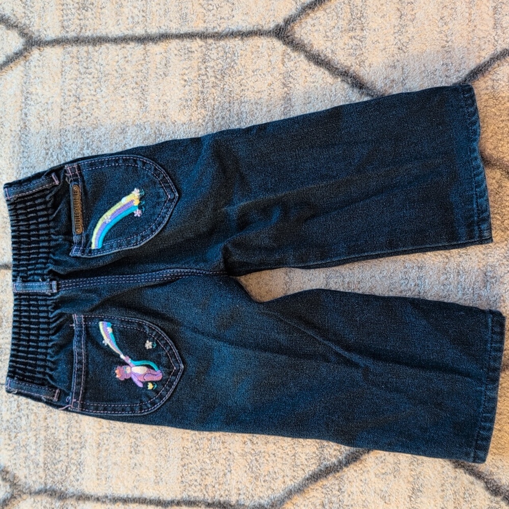 Vintage Rare Little by Little Denim Jeans 18M  Embroidered Rainbow Jean Like New